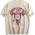 Patriotic Pointer 4th Of July Vintage Washed T-Shirt - Beige