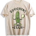 Zucchini Club Funny Veggie Lover Cartoon Vintage Washed T-Shirt - Beige