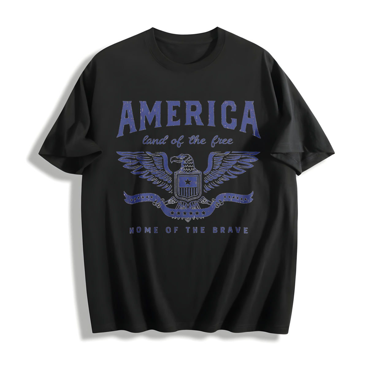 Funny America Land Of The Free Home Of The Brave Patriotic Cotton T-Shirt - Black
