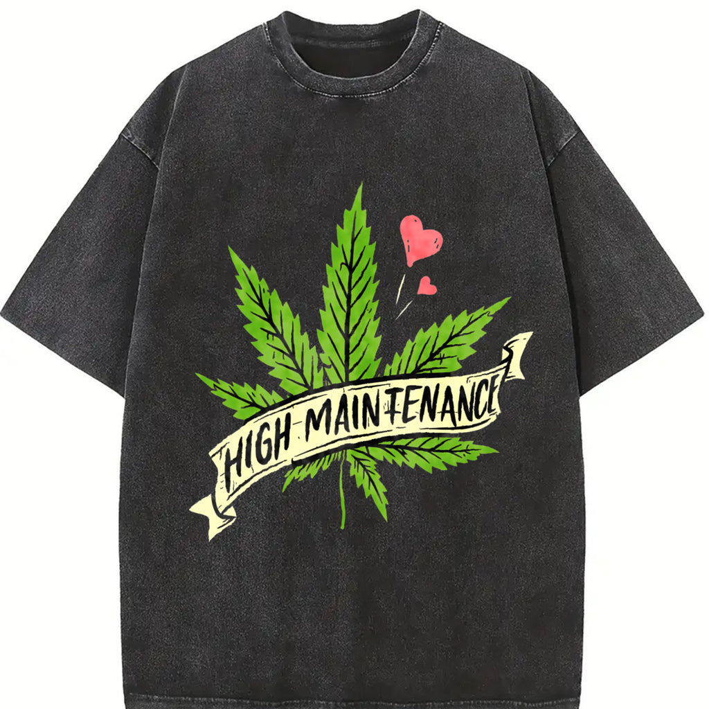 100% Cotton Unisex High Maintenance Weed Cannabis Pocket 420 THC Stoner Gift T-Shirt Casual Top