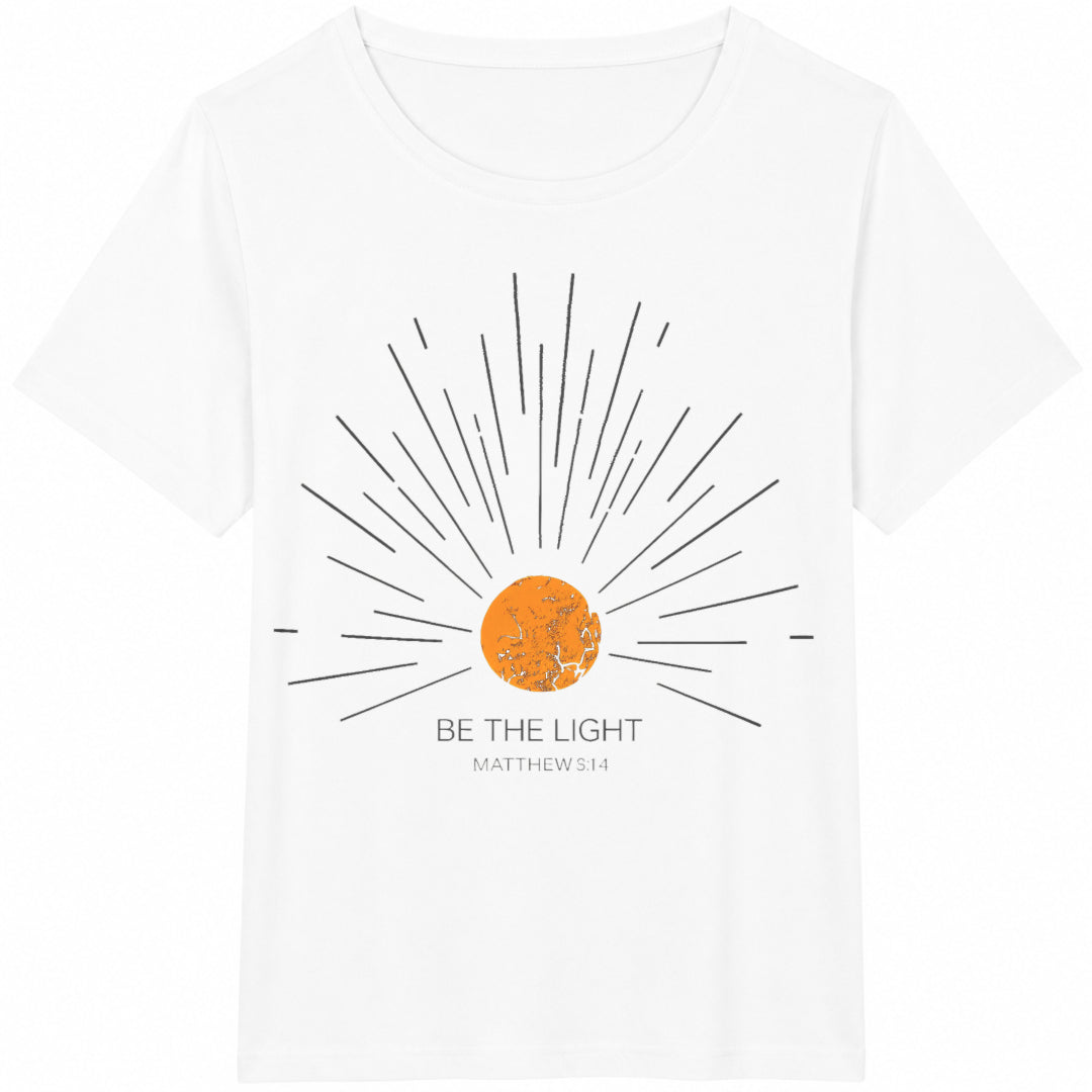 Be The Light Mathew 5 14 Sunburst Bible Verse Christian Cotton T-Shirt - product view