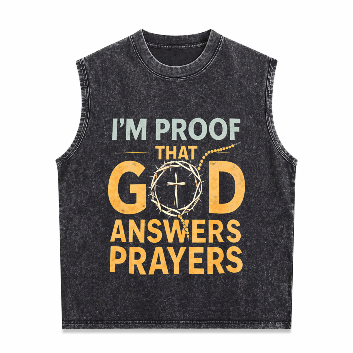 Christian I Am God's Response To Prayer With Crown Men's Washed Tank Top - Black