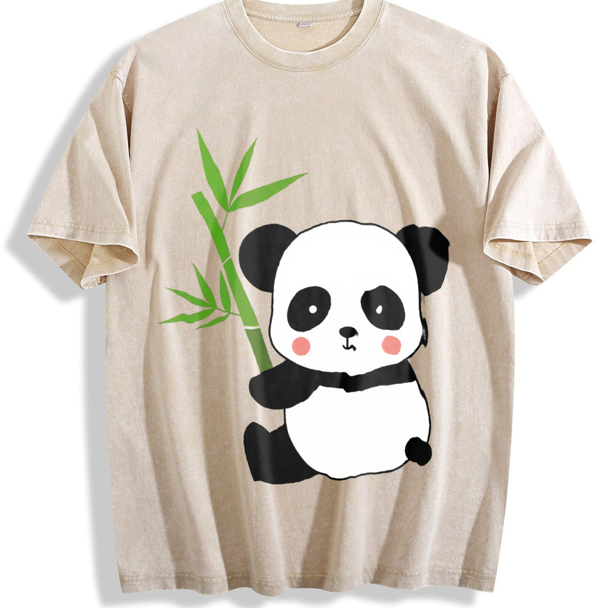 Panda Vintage Washed T-Shirt - Beige