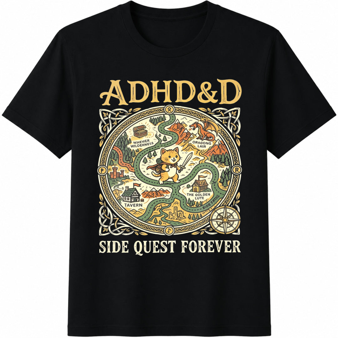 Funny DND Cotton T-Shirt - Black
