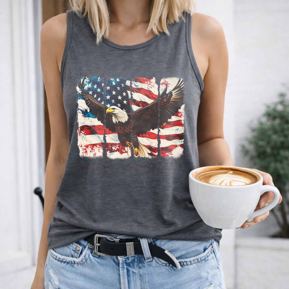 Land Of The Free Because Of The Brave Fourth Of July Women's Tank Top - product view
