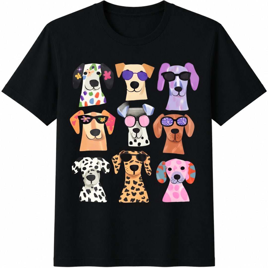 Cute Dog Cotton T-Shirt - Black