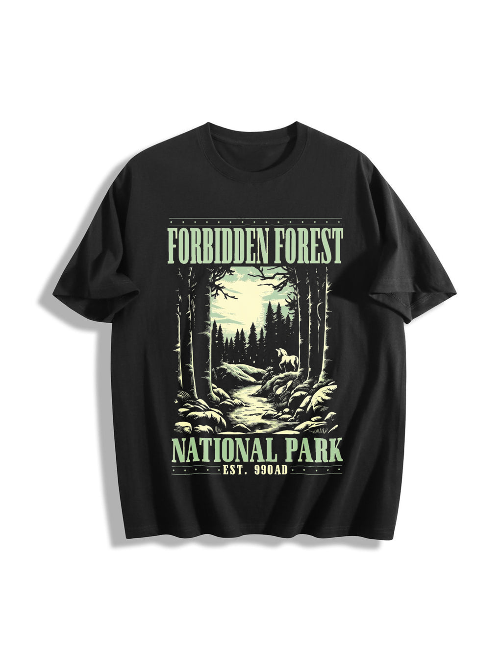 Forbidden Forest Cotton T-Shirt - Black