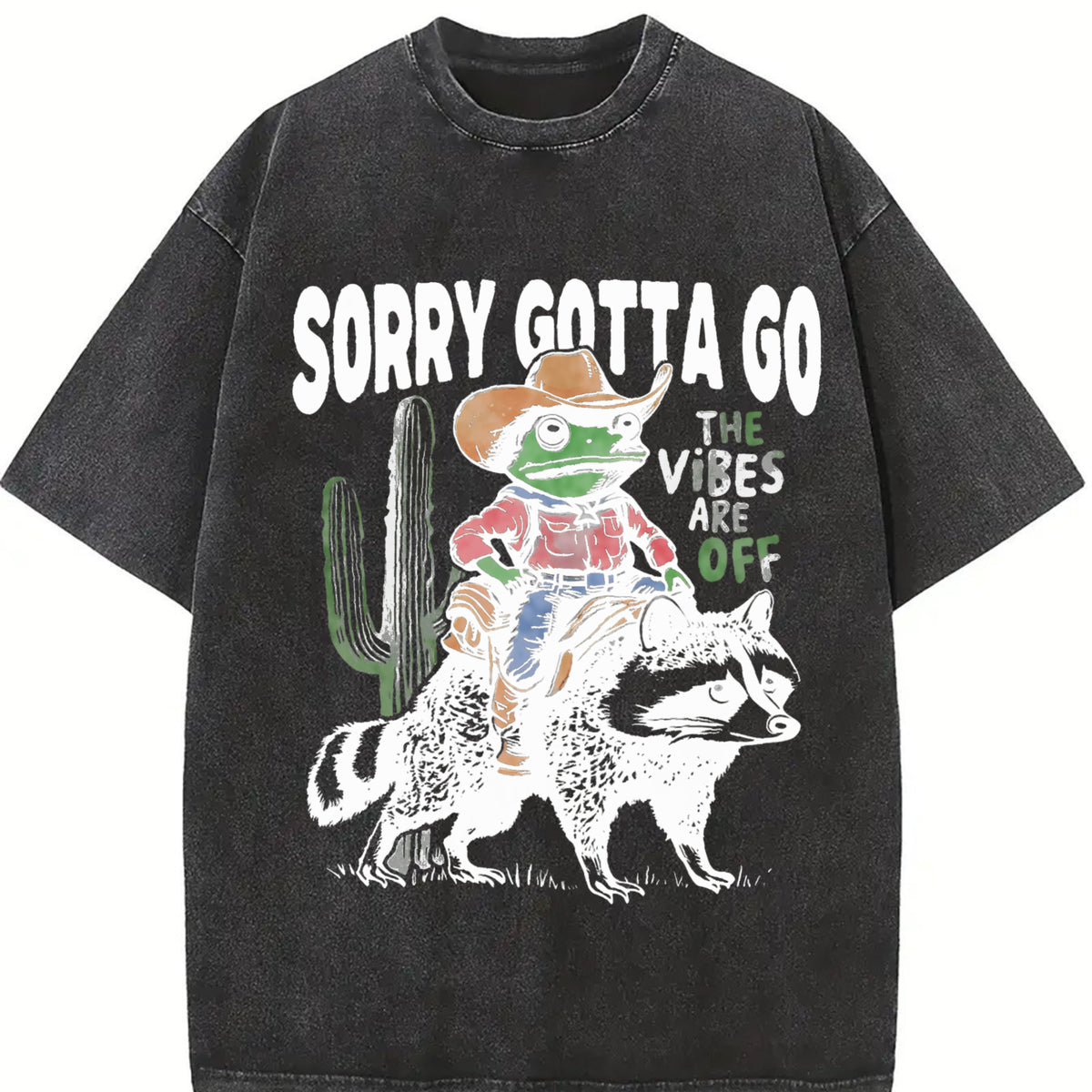 Comfort Colors Sorry Gotta Go Frog Cowboy T-Shirt, Funny Frog Shirt, Cowboy Frog Graphic Tee, Cool Animal Meme T-shirt, Gift for Men Women, Crew Neck T-shirt, Trending T-shirt
