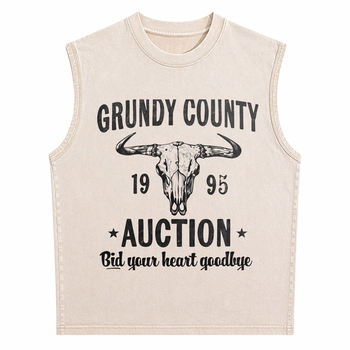 Grundy County Auction Inspired Concert Men's Washed Tank Top - product view