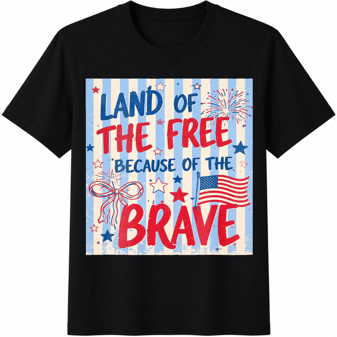 4th Of July Land Of The Free Cotton T-Shirt - Black