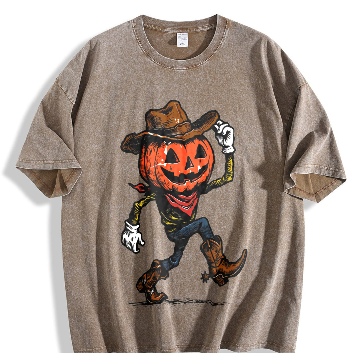 Pumpkin Cowboy Vintage Washed T-Shirt - product view