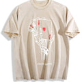 Dark Punk Of A Skeleton Hand Playing Poker Vintage Washed T-Shirt - Beige