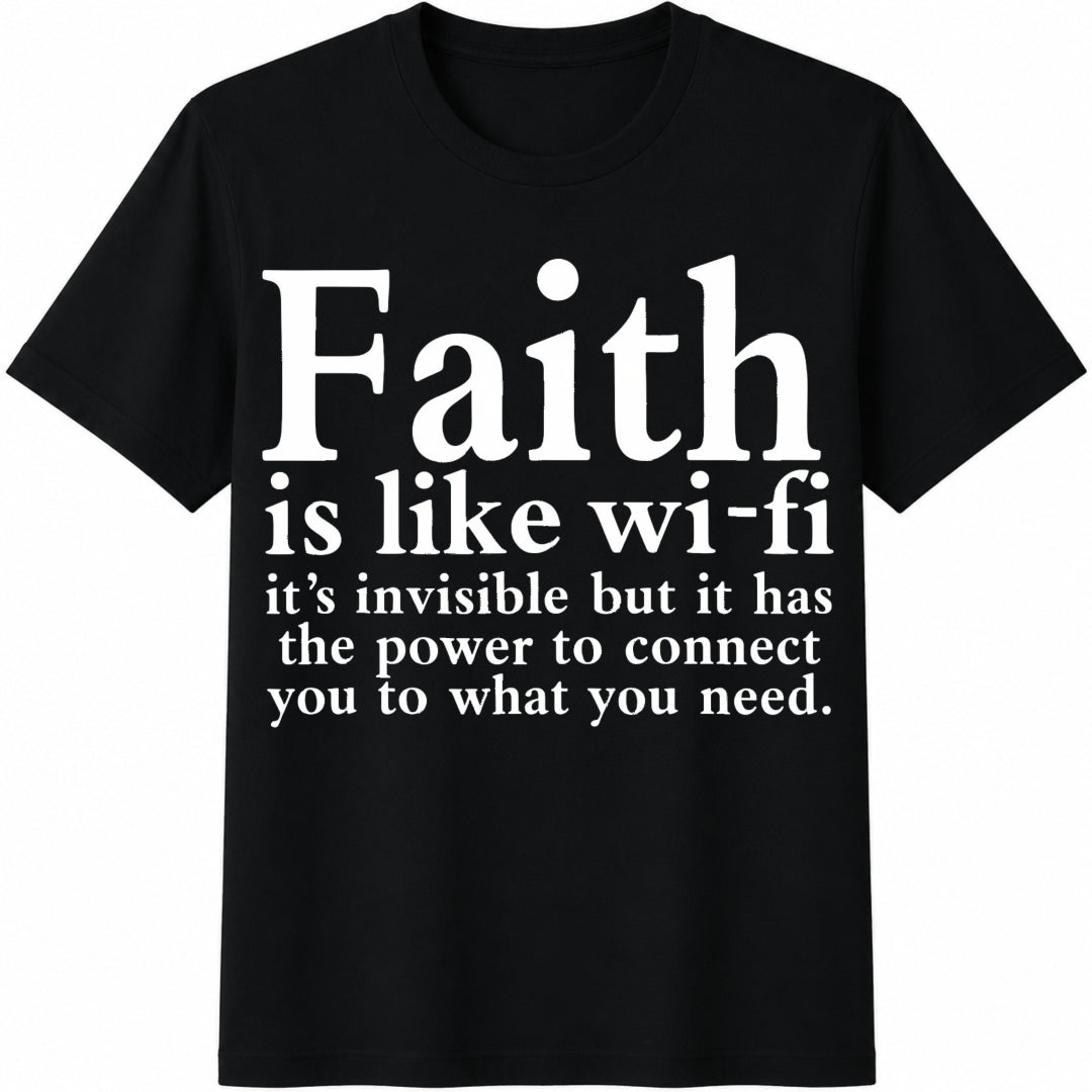 1 Piece Faith Like Wi-fi Cotton T-Shirt - Black