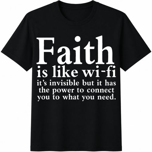 1 Piece Faith Like Wi-fi Cotton T-Shirt - Black