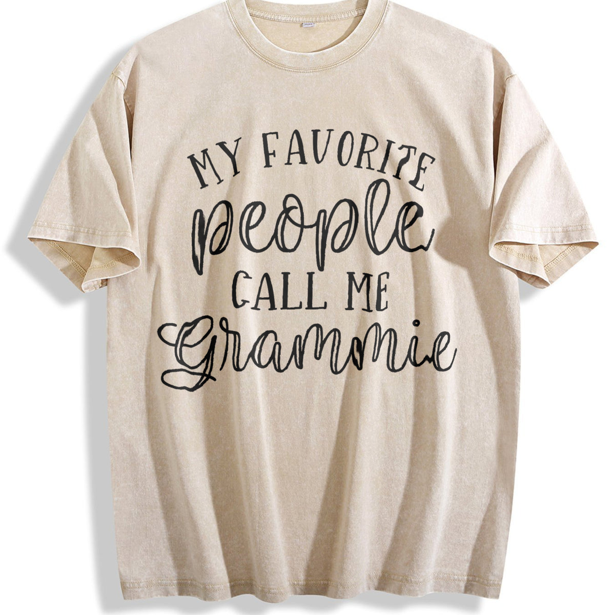 My Favorite People Call Me Grammie Vintage Washed T-Shirt - Beige