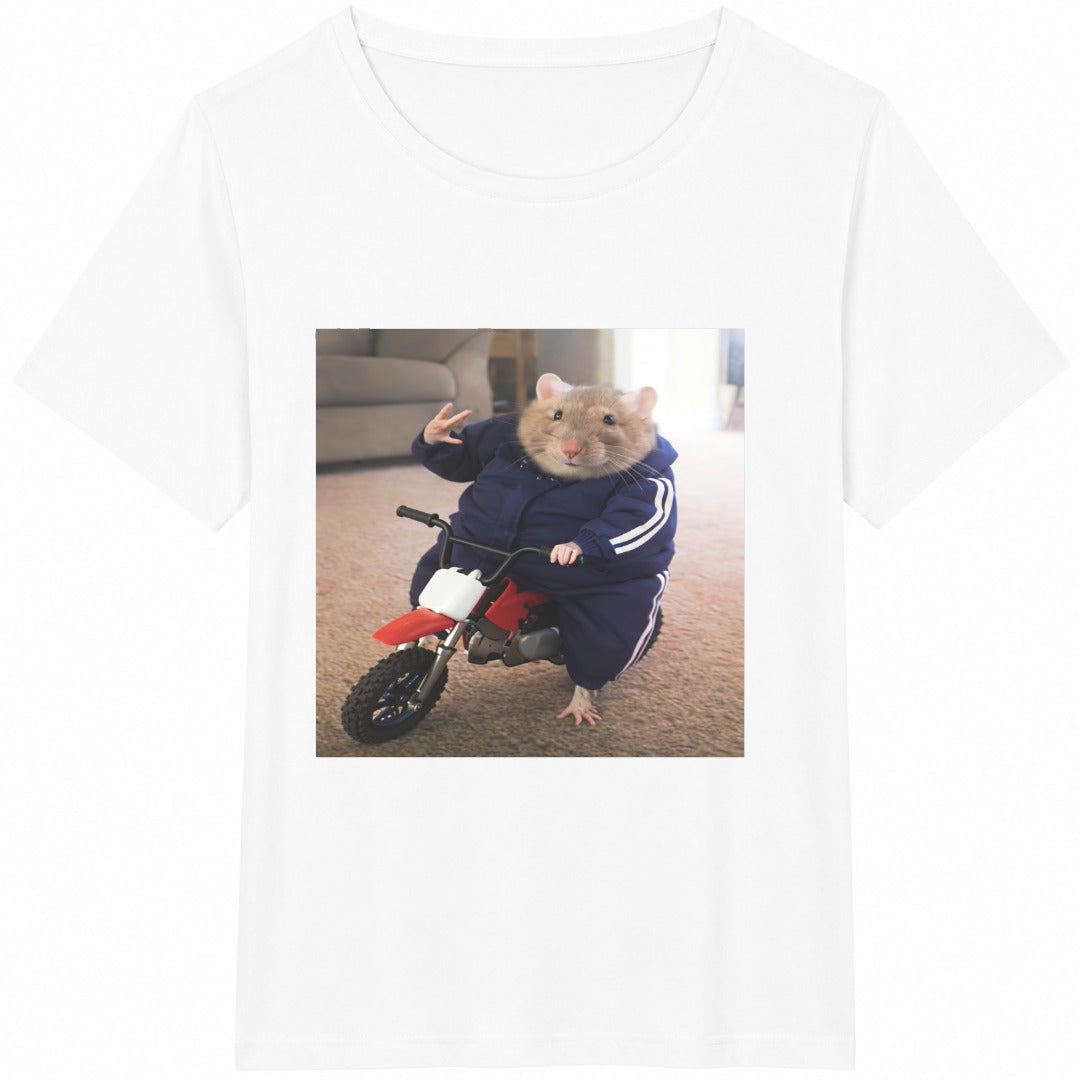 Funny Hamster Biker Cotton T-Shirt - product view