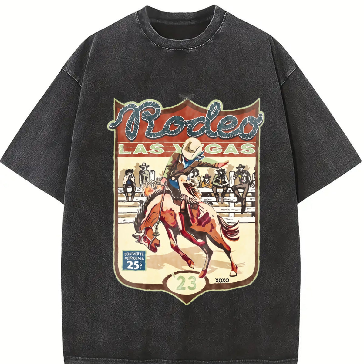Las Vegas Rodeo Cowboy Vintage Washed T-Shirt - product view