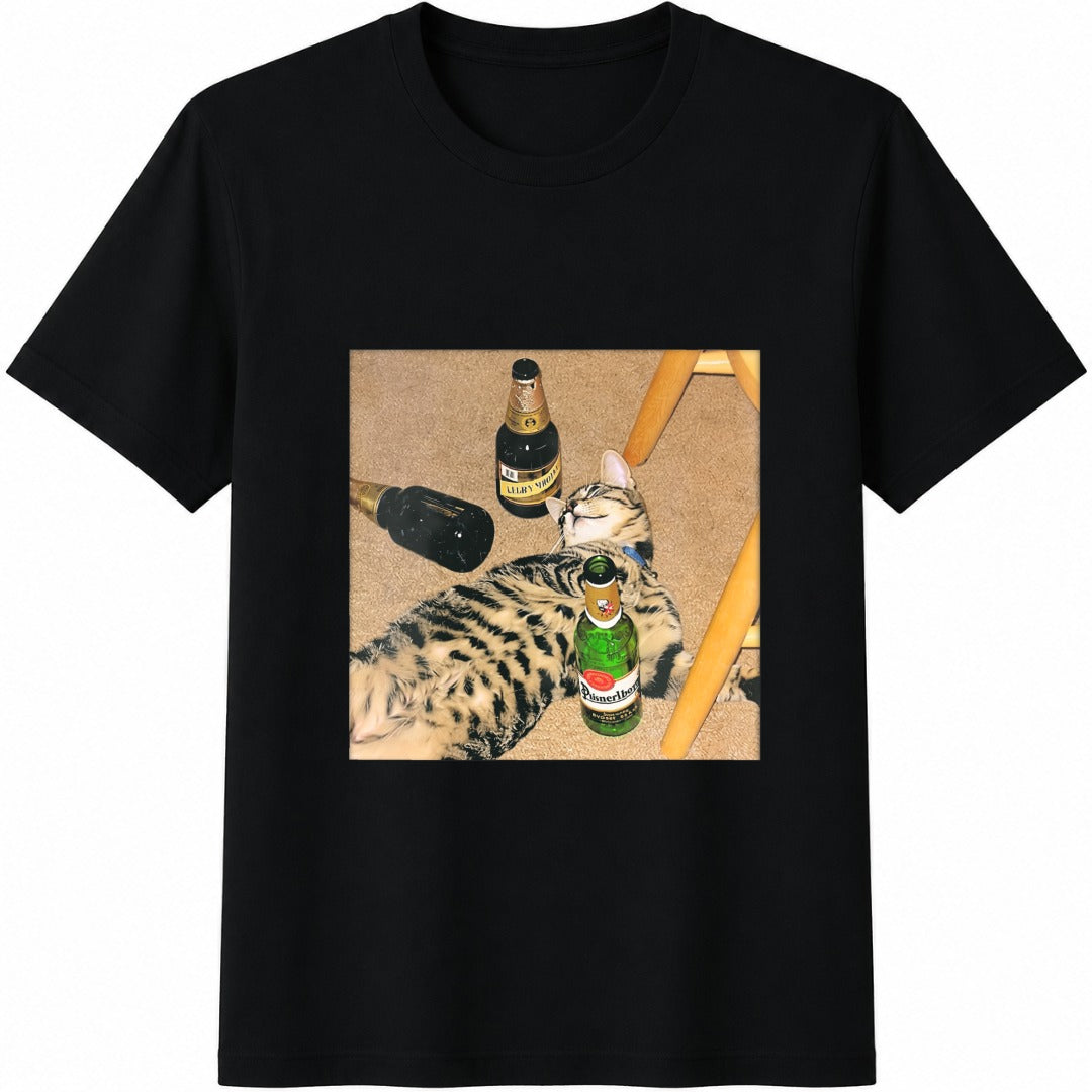 Cat Cotton T-Shirt - Black