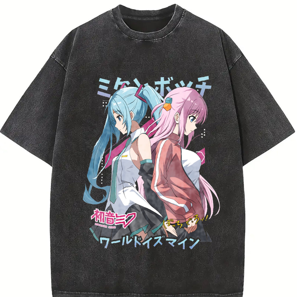 valentine shirts Hatsune Miku singer music anime  T Shirt Hip Hop Washed Cotton Oversize T-Shirts  Fashion Men Women Streetwear Printed Tee Shirt