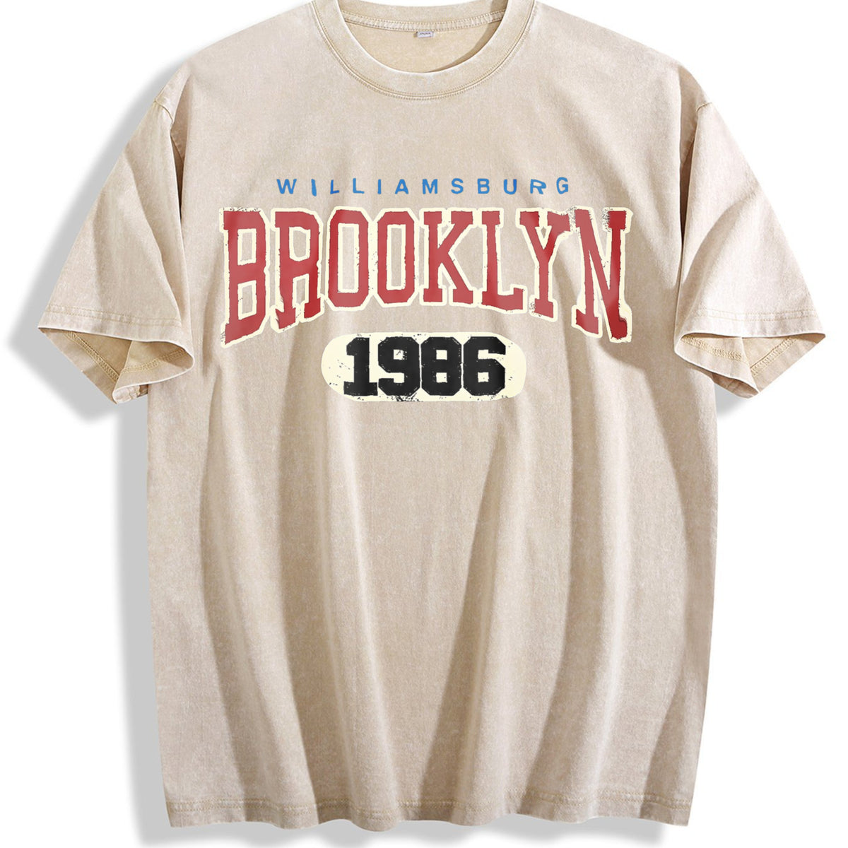 Williamsburg Brooklyn 1986 Vintage Washed T-Shirt - Beige