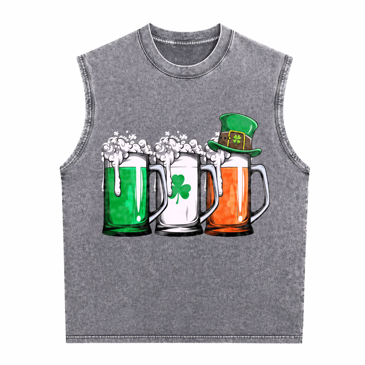 Irish Beer Ireland Flag St Patricks Day Leprechaun Small Men's Washed Tank Top - product view