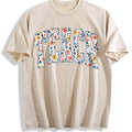Floral Teach Vintage Washed T-Shirt - Beige