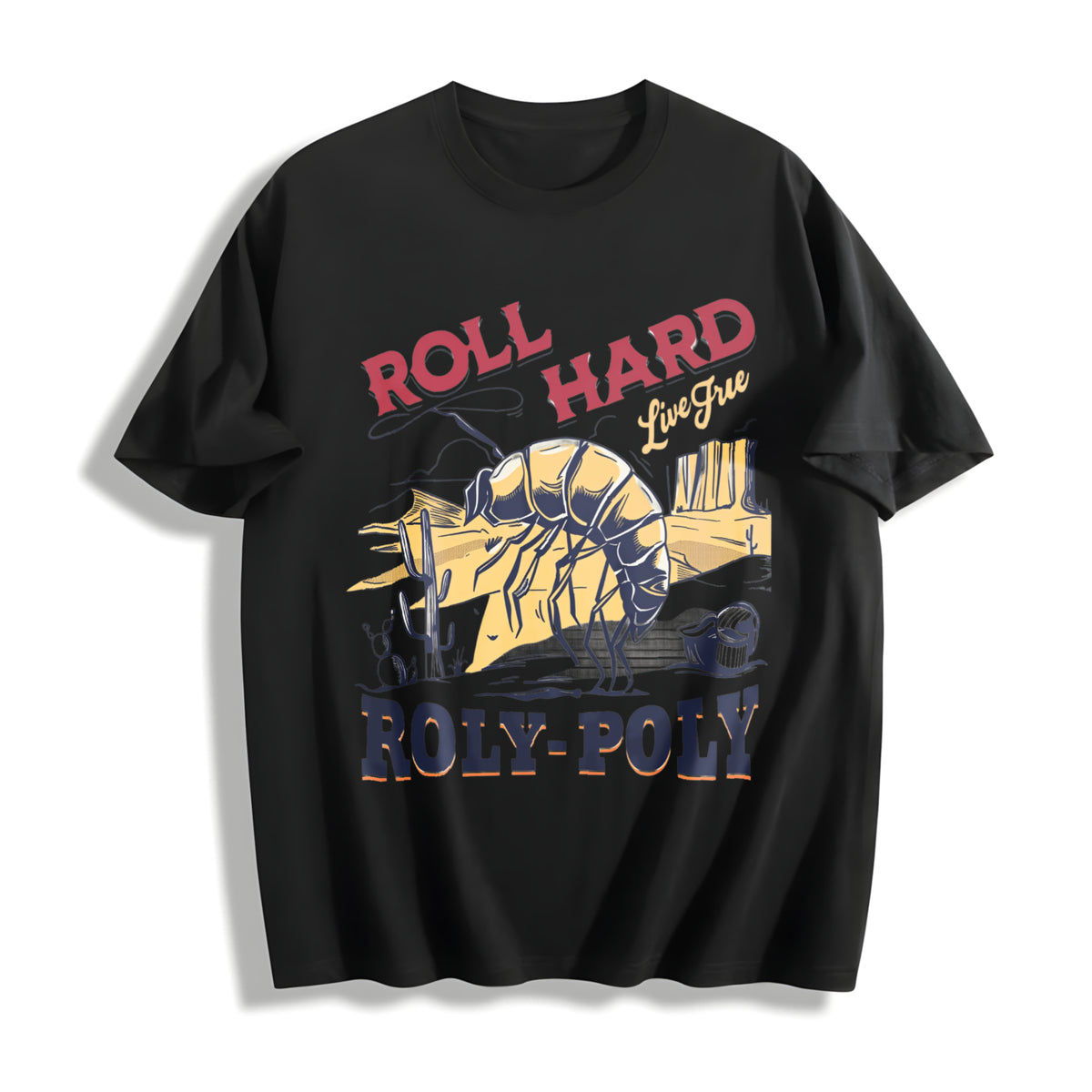Roly-poly Cowboy Cotton T-Shirt - Black