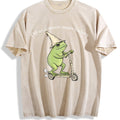 Mama Frog Off To Commit Mom Foolery Funny Frog Scooter Vintage Washed T-Shirt - Beige