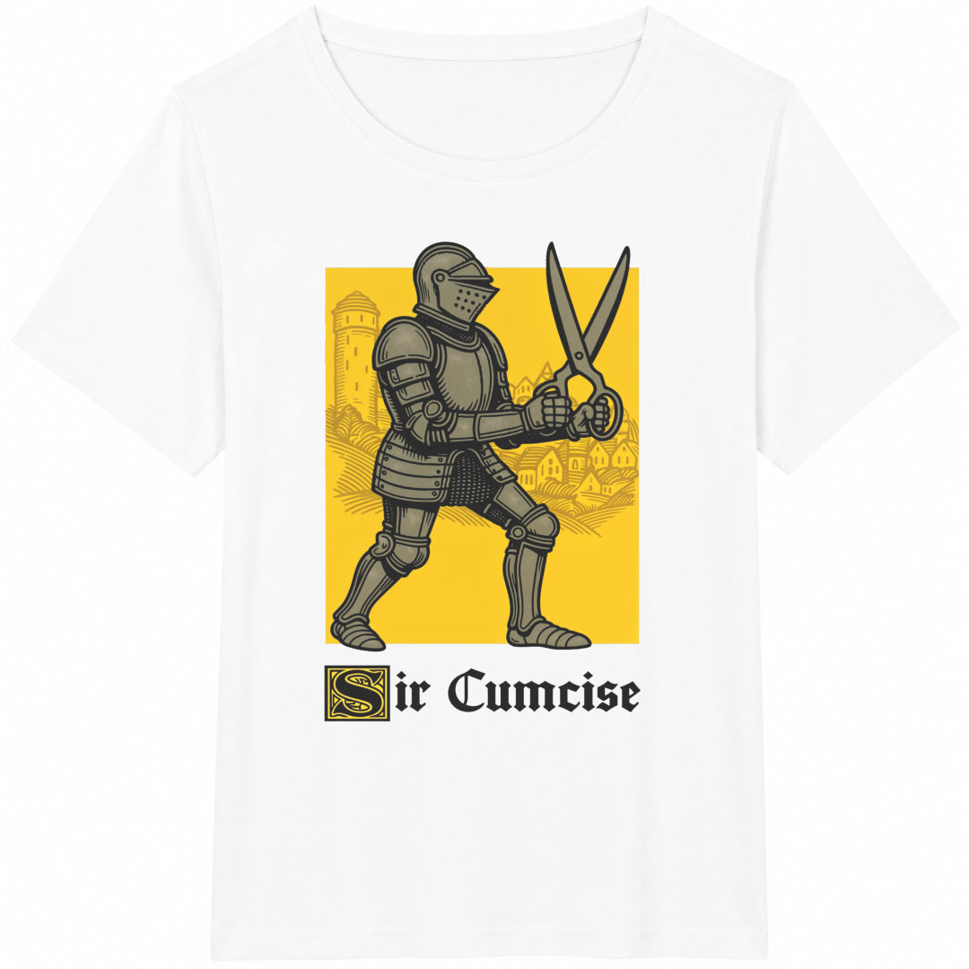 Sir Cumcise Funny Knight Meme Cotton T-Shirt - product view