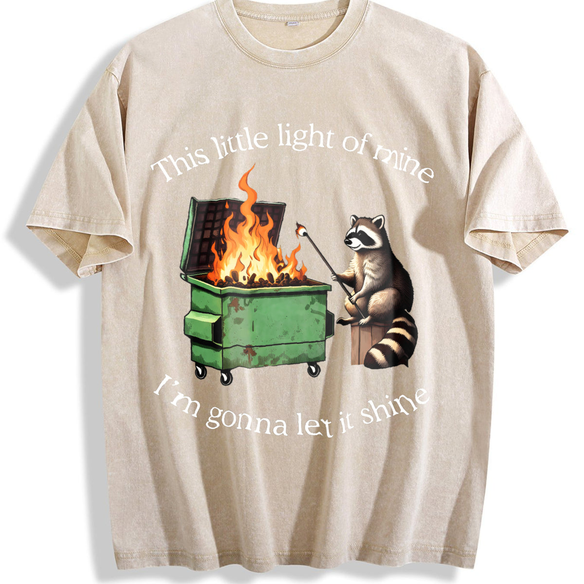 This Little Light Of Mine I'm Gonna Let It Shine Vintage Washed T-Shirt - Beige