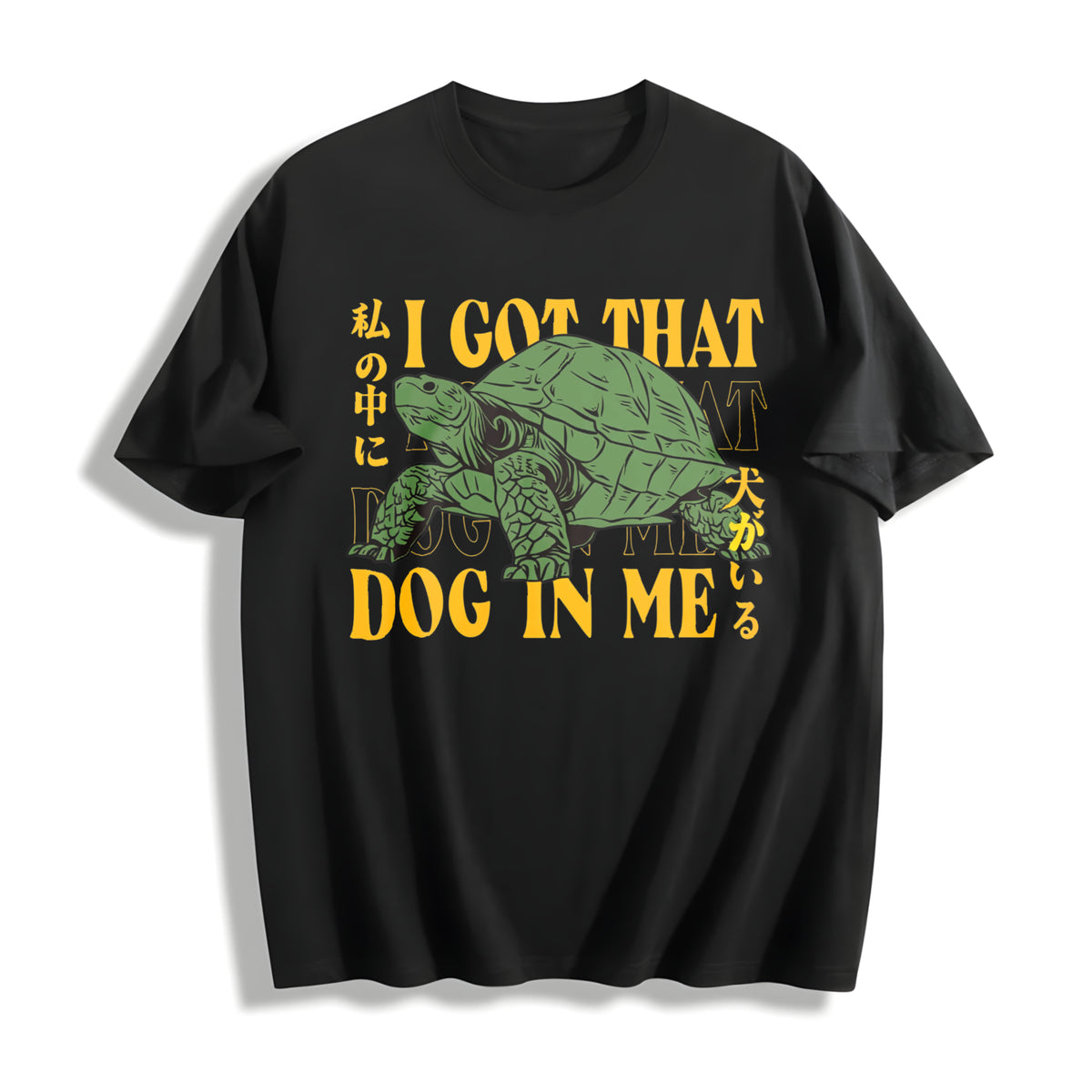 Turtle I Got That Dog In Me Cotton T-Shirt - Black