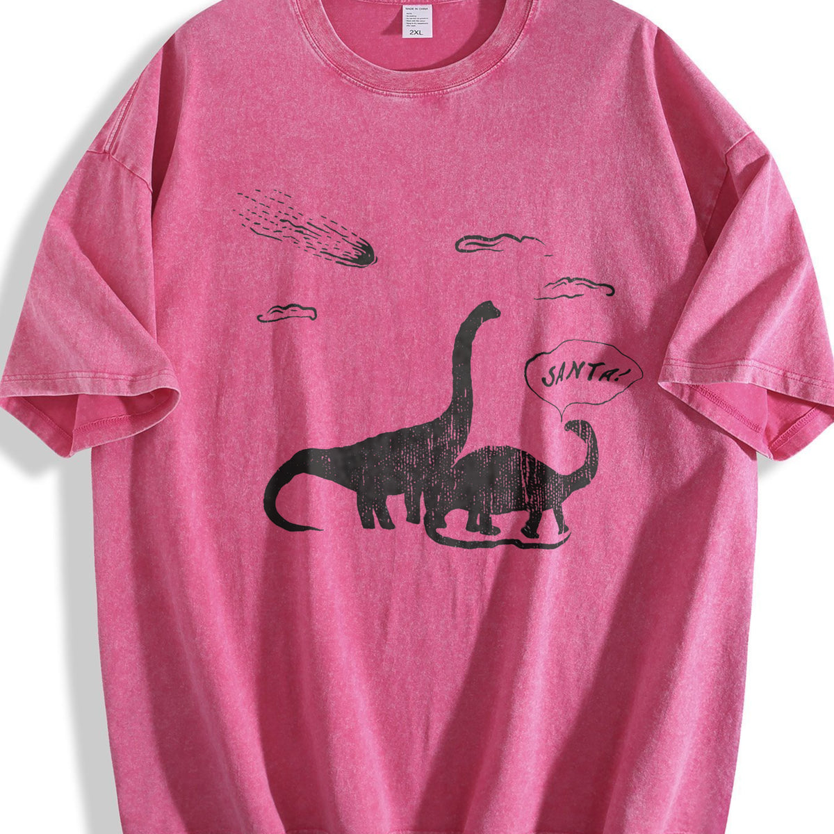 Santa Dinosaurs Funny Xmas Dino Meteor Extinction Joke Vintage Washed T-Shirt - product view