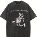 Comfort Colors Off To Cause A Kerfuffle Shirt, Funny Racoon Scooter Tshirt, Silly Animal Mental Health Tee, Adult Humor Sarcastic T-Shirt