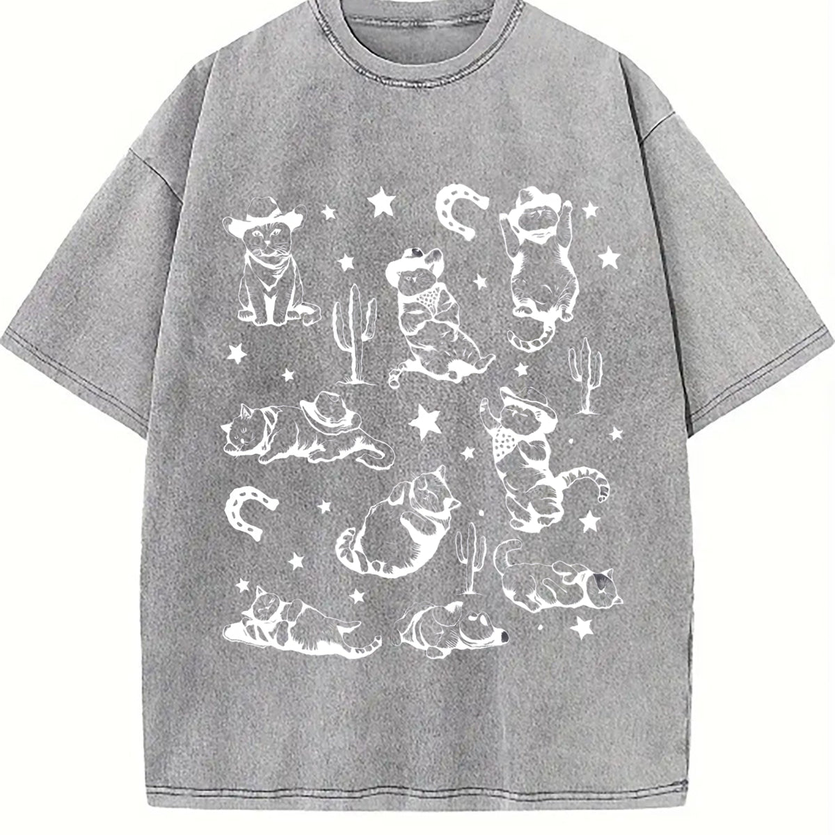 Cowboy Cats And Kittens Western Cowboy Vintage Washed T-Shirt - product view