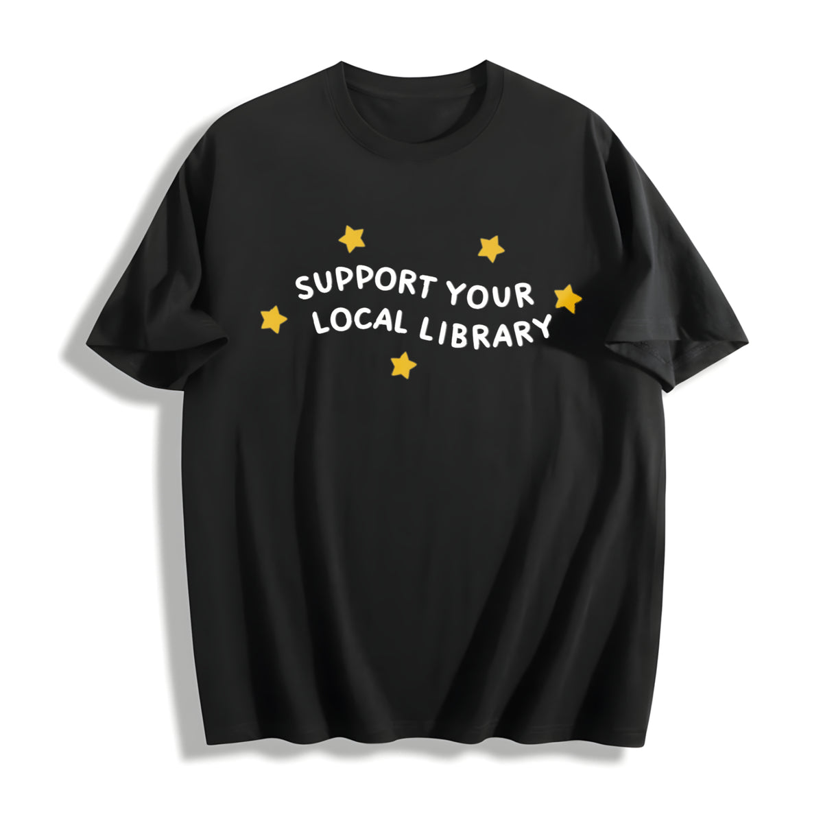 Support Your Local Library Cotton T-Shirt - Black