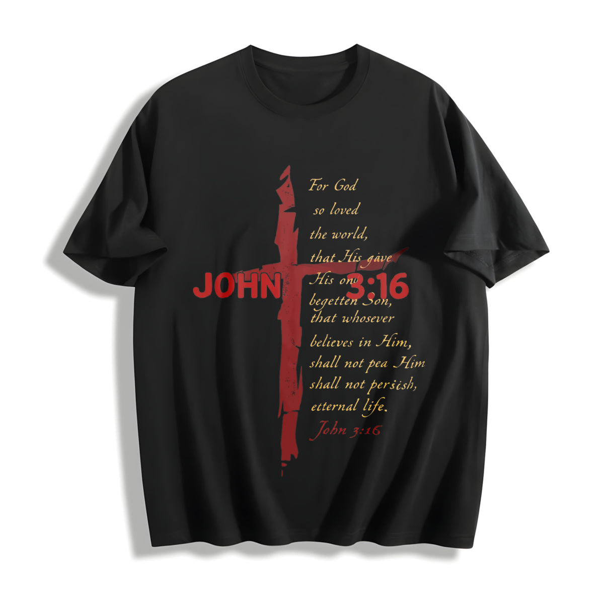 John 3:16 Cotton T-Shirt - Black